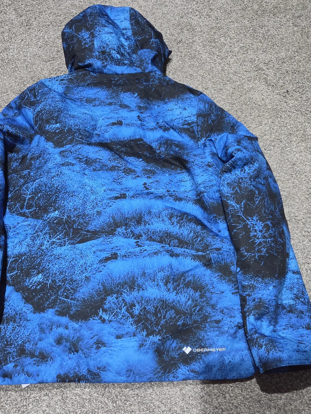 Obermeyer Electric Blue and Black Kids Hooded Jacket Size XL New
